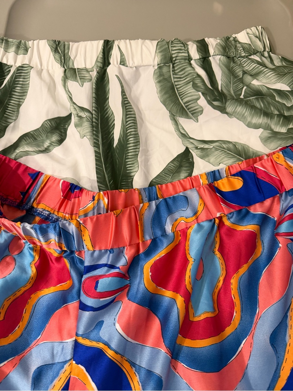 2 Women's Multicolor Abstract Print Elastic Waist wide pants